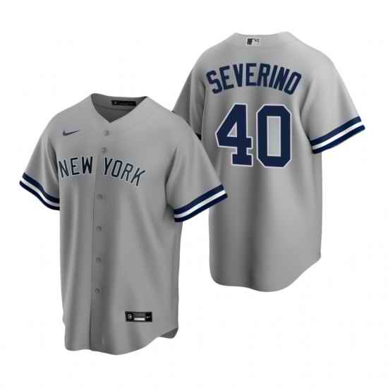 Mens Nike New York Yankees 40 Luis Severino Gray Road Stitched Baseball Jersey